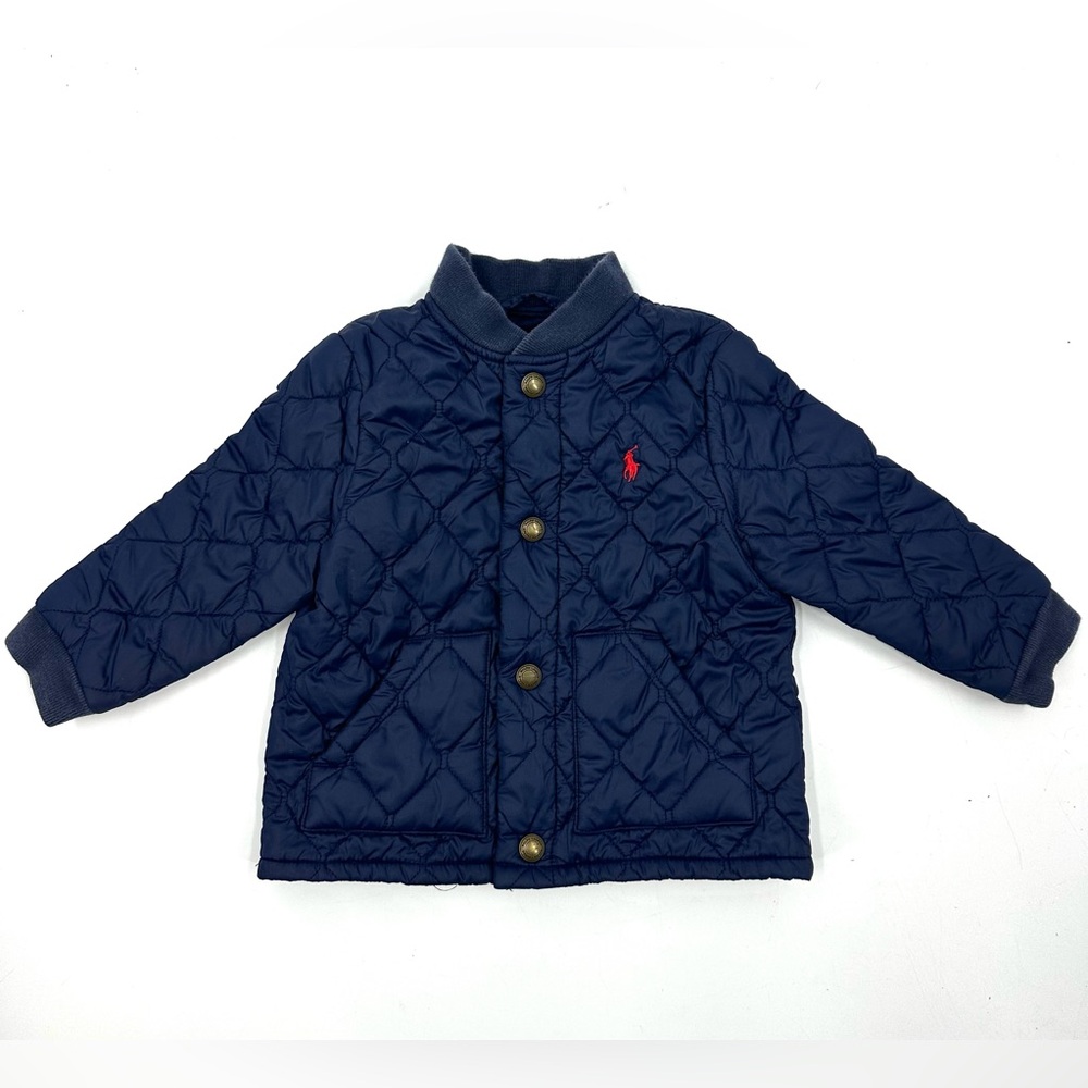 Ralph Lauren Quilted Jacket Baby Size 12 Months Preppy Barn Chore Coat Blue